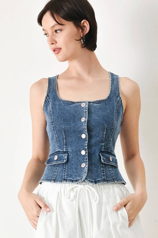 Washed Denim Vest | Denim