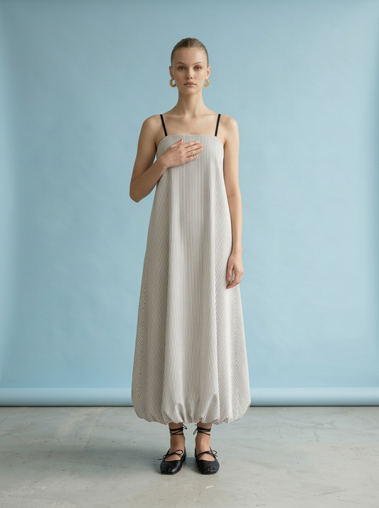 Spaghetti Strap Maxi Dress | Sage Stripe
