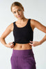 Ribbed Scoop-Neck Built-in-Bra Tank Top | Black