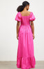 Bubble Sleeve Hem Poplin Maxi Dress: Fuchsia Pink