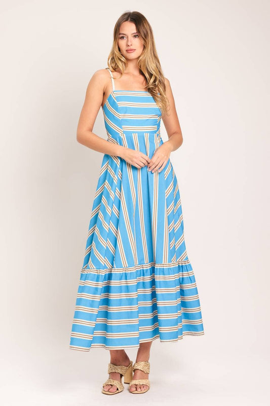Printed Woven Midi Dress | Light Blue