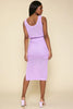 Relaxed yet stylish lilac midi skirt with deep side slits at Collected by Sarah Sullivan.