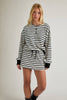 Round Neck Stripe Pullover with Mid Rise Mini Skort (Set) | Cream-Black Stripe