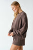 Waffle-Knit Henley Pullover | Truffle