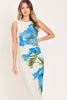 Floral Mesh Midi Dress | Ivory & Blue