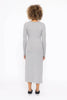 Long Sleeve Ribbed Henley Maxi Dress | Heather Grey