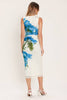 Floral Mesh Midi Dress | Ivory & Blue