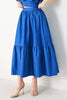 Solid Woven Midi Skirt | Blue