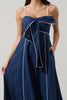 Viona Contrast Empire Midi Dress |  Navy & White