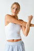 Ribbed Scoop-Neck Built-in-Bra Tank Top | White