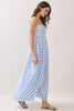 Striped Strapless Back Smocked Detail Maxi Dress | Blue
