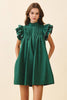 High Neck Babydoll Mini Dress | Hunter Green