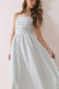 Striped Smocked Bodice Flowy Midi Dress | Light Blue