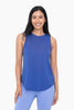 Sheer Striped Mesh Active Tank with Cut-Out Back: BLUE