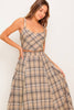 Woven Plaid Top and Skirt Set | Beige