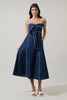 Viona Contrast Empire Midi Dress |  Navy & White
