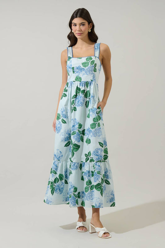 Mirla Floral Krisy Sleeveless Maxi Dress | Blue & Green Mulit