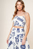 Printed Woven Top and Skirt Set | Ivory & Navy