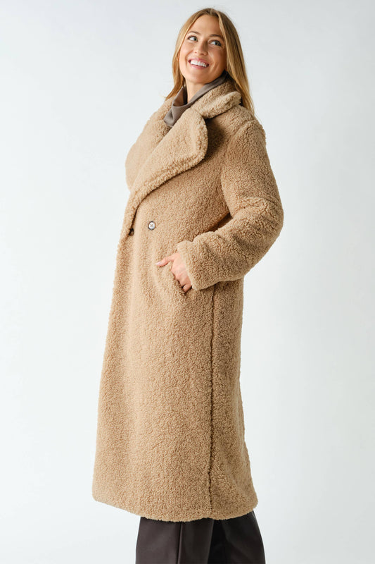 Sherpa Longline Double-Breasted Coat | Teddy