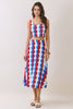Retro Print Crop Top & Midi Skirt Set |  Red