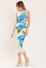 Floral Mesh Midi Dress | Ivory & Blue