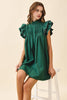 High Neck Babydoll Mini Dress | Hunter Green
