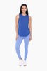 Sheer Striped Mesh Active Tank with Cut-Out Back: BLUE