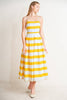 Printed Woven Midi Dress | White & Yellow