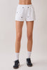 Elastic Waistband Star Motifs Detail Knit Short | White