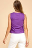 Pleated Chest Button Down Sleeveless Top | Purple