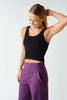 Ribbed Scoop-Neck Built-in-Bra Tank Top | Black