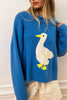 Animal Intarsia Cozy Knit Pullover | Sky Blue