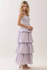 Smocked Bodice Waist Tie Tiered Maxi Dress | Pink