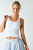 Ribbed Scoop-Neck Built-in-Bra Tank Top | White