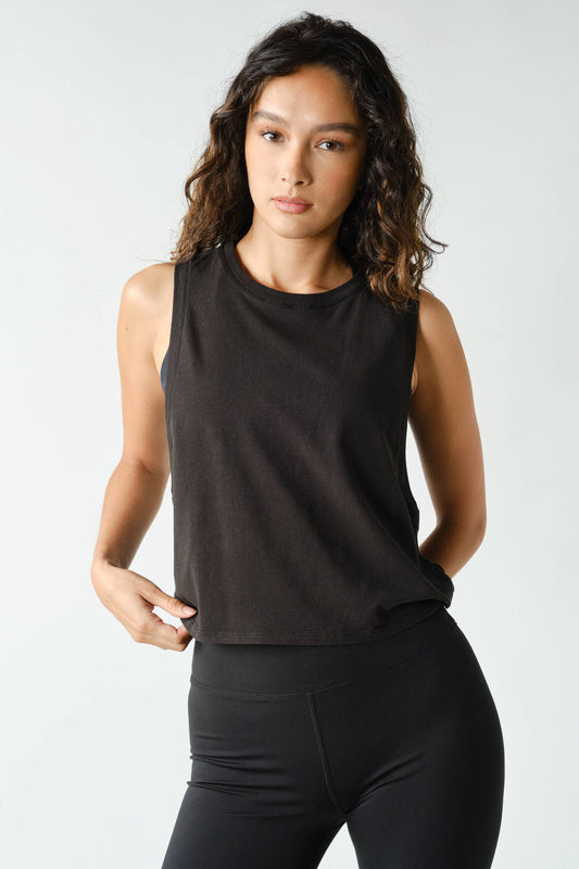Pima Cotton Relaxed Side-Knot Tank | Cocoa