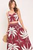 Printed Woven Top and Skirt Set | Burgundy