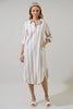 Jordy Striped Shirt Midi Dress | Tan & White