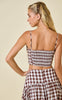Gingham top & skirt set | brown and white