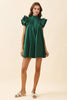 High Neck Babydoll Mini Dress | Hunter Green