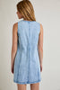 Sleeveless V-Neck Button Down Denim Mini Dress | Denim