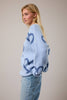 Long Sleeve Round Neck Heart Printed Sweater | Pink & Fuchsia