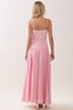 Striped Sweetheart Neck Corset Style Maxi Dress | Pink