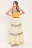 Printed woven maxi dress | Camel Stripe