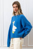 Animal Intarsia Cozy Knit Pullover | Sky Blue