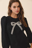 Crystal Embellished Bow Detail Sweatshirt | Black