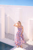 Smocked Bodice Print Midi Dress | Blue Multi
