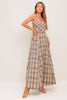 Woven Plaid Top and Skirt Set | Beige