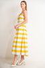 Printed Woven Midi Dress | White & Yellow