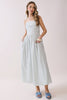 Striped Smocked Bodice Flowy Midi Dress | Light Blue