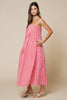 Stripe Print Pleated Spaghetti Straps Maxi Dress | Red & Pink